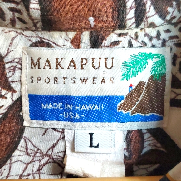 🐞Makapuu Hawiian Shirt Short Sleeve Pullover w Buttons Size L - Picture 5 of 7